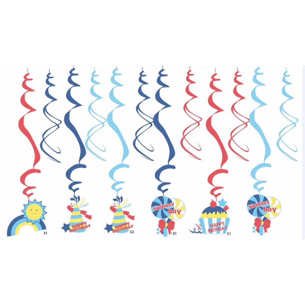 Birthday Boy Swirls Decoration - 12 PC - Party and Festive Needs | Buy online on ZillyBuy
