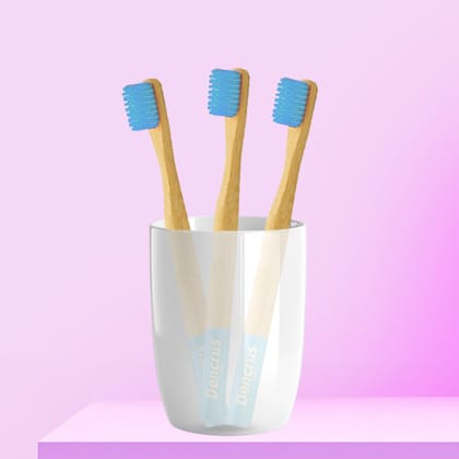 Orby Kids Bamboo Toothbrush – Soft, Safe & Colorful (Blue)-Pack of 3