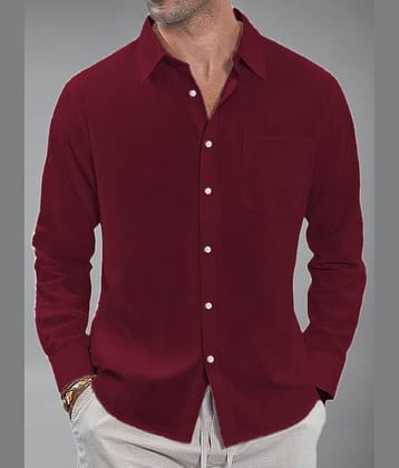 UNI VIBE Cotton Blend Slim Fit Solids Full Sleeves Men's Casual Shirt - Maroon ( Pack of 1 )