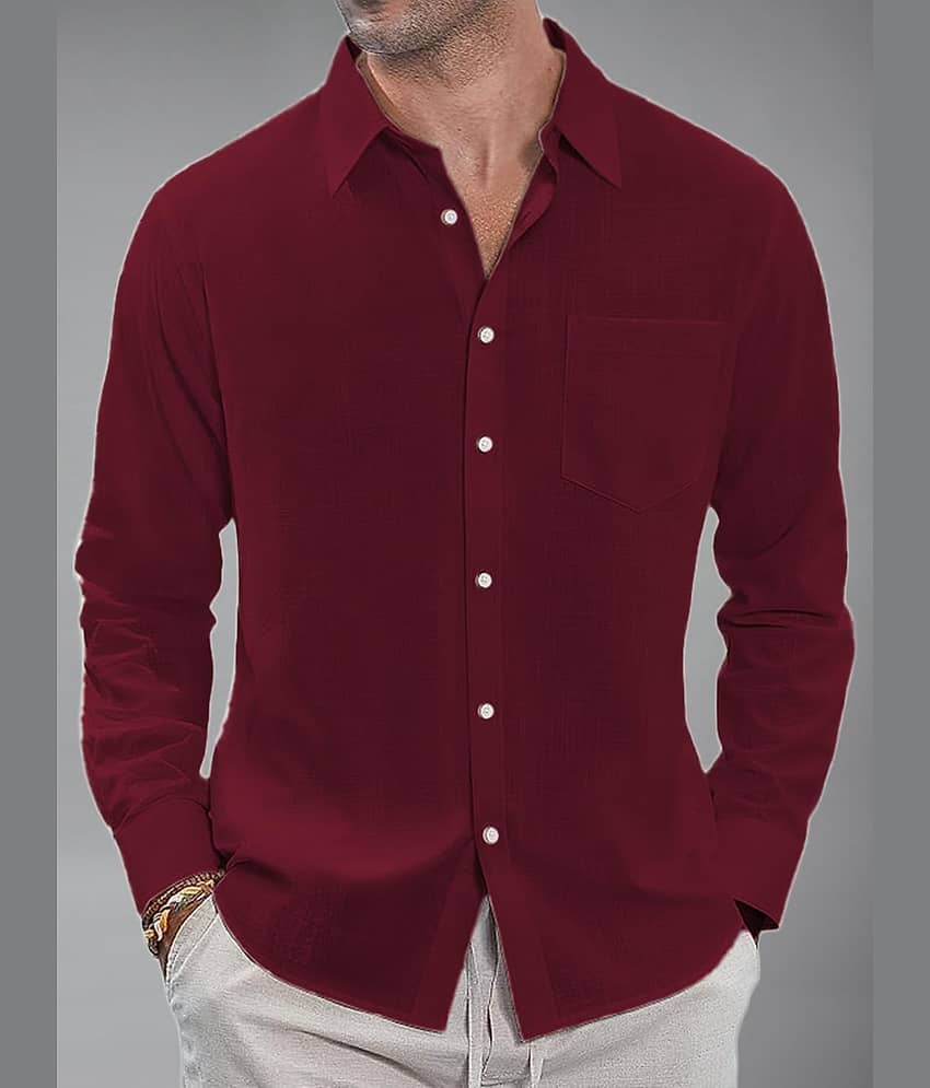 UNI VIBE Cotton Blend Slim Fit Solids Full Sleeves Men's Casual Shirt - Maroon ( Pack of 1 )