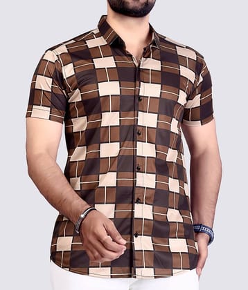 FABRIPPLE Cotton Blend Regular Fit Checks Half Sleeves Men's Casual Shirt - Brown ( Pack of 1 )