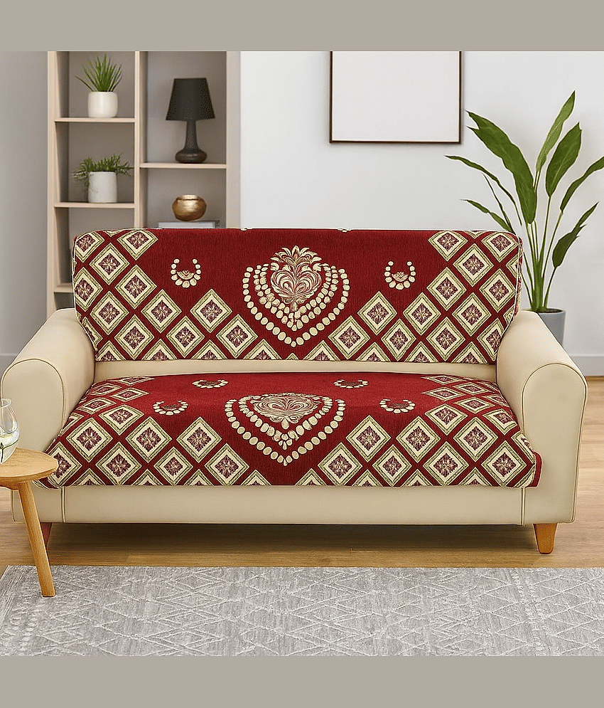 FURNISHING HUT 3 Seater Chenille Sofa Cover ( Pack of 1 )