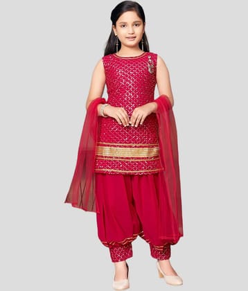 Aarika Girls Georgette Patiala Kurta Set ( Pack of 1 , Pink )