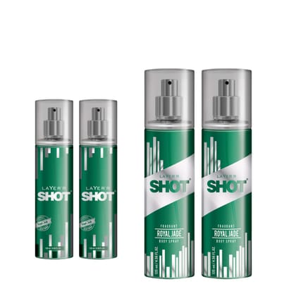 Layer'r Shot Royal Jade Fragrant Body Spray Combo For Men 2 x135ml | Long-Lasting Premium Fragrance Herbal & Fruity Blend Scent | Perfume For Body & Clothes | Deodorant Gift For Men Layer'r Shot Royal Jade Fragrant Body Spray Combo For Men 2 x135ml | Lon