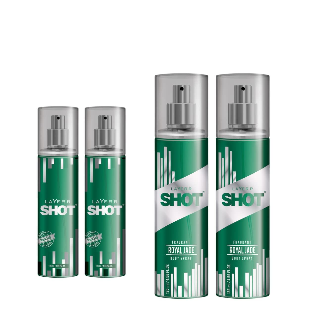 Layer'r Shot Royal Jade Fragrant Body Spray Combo For Men 2 x135ml | Long-Lasting Premium Fragrance Herbal & Fruity Blend Scent | Perfume For Body & Clothes | Deodorant Gift For Men Layer'r Shot Royal Jade Fragrant Body Spray Combo For Men 2 x135ml | Lon