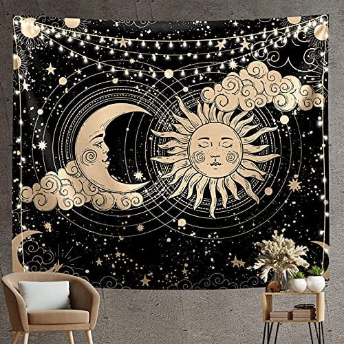 HASTHIP Sun Moon Tapestry for Bedroom, 51"X59", Dark Spiritual Wall Art