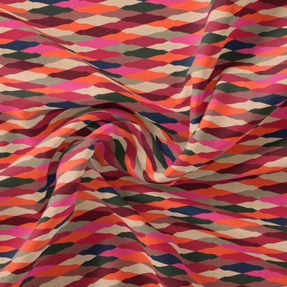 Multicolour Scales Repeat Digital Printed Fabric - Pure Chinon