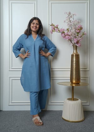 Jute cotton kurta pant set-3XL