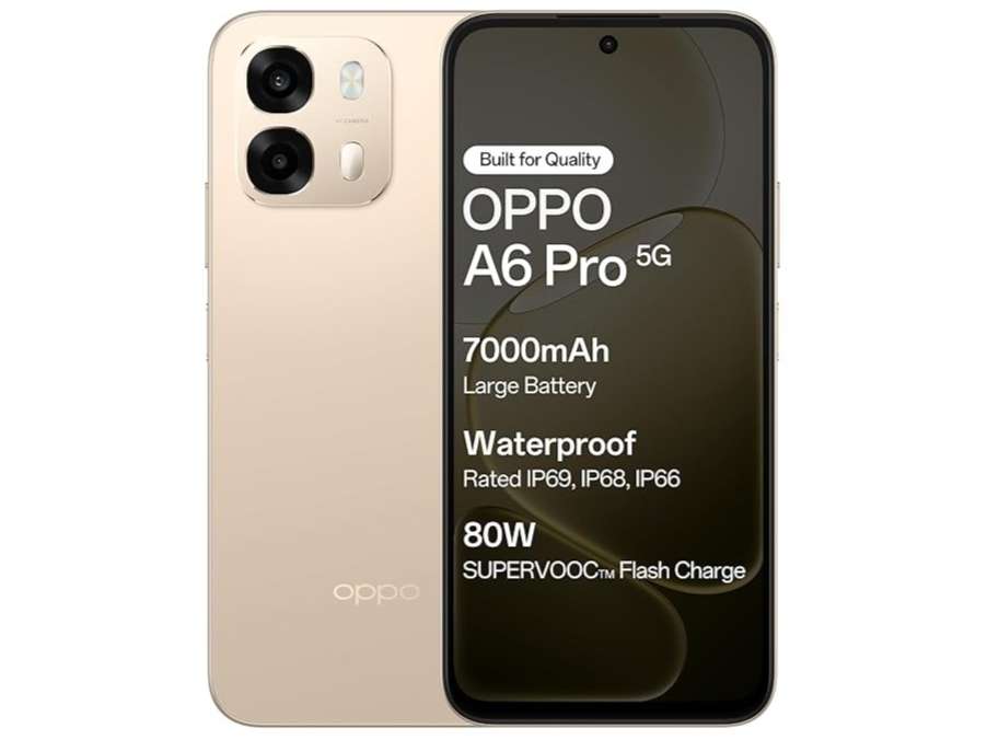 Oppo A6 Pro 5G Smartphone, 8GB RAM, 128GB Storage, Elegant Design - Aurora Gold