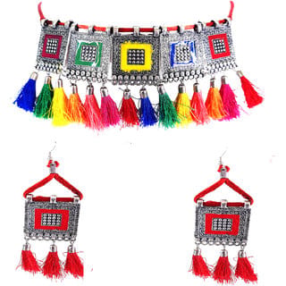 OXIDISED JEWELLERY SET (Multicolour)