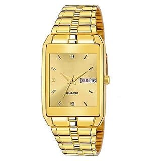 Golden Analog  Day And Date Watch For Men