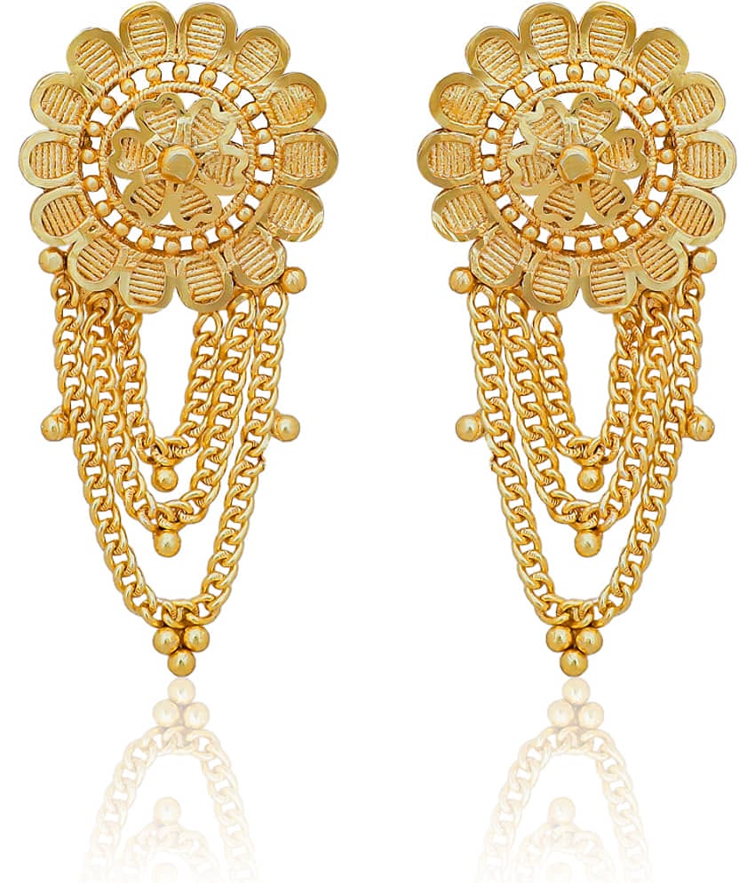 LUV FASHION Golden Stud Earrings ( Pack of 1 )