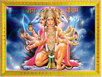 NOKKES Hanuman Bajrangbali Hanumanji Maruti Golden 5X7 Inch Photo Frame_AQW10