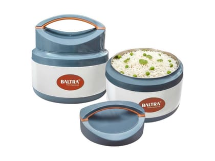 BALTRA Set of 2 Opera Casserole Set (1500ml, 2000ML) Insulated Hot Pot Serving Bowl with Lid