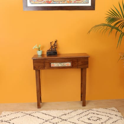 OoNA DAISY RECT AAC290606 Teakwood Sonsole Table