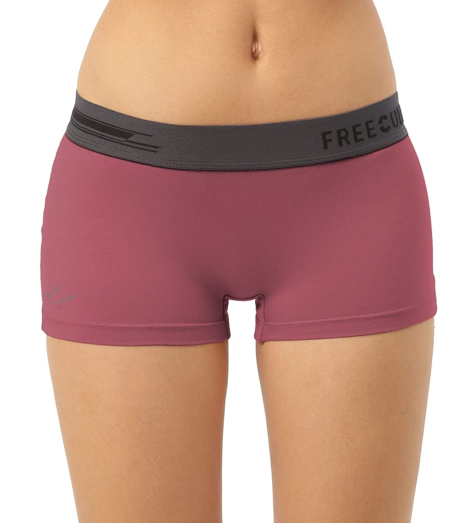 Freecultr Women's Underwear Antibacterial Micromodal Airsoft | Boy Short - Non-Itch, No Chafing, Sweat-Proof Comfort Pack of 1-Rossini Red