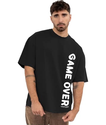Trond Pack of 1 100% Cotton Oversized Fit Men's T-Shirt ( Black )