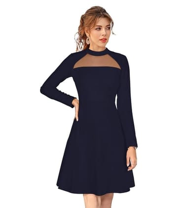 Women's Knitting Stretchable Solid Round Neck Full Sleeve Dresses (Blue, L)-PID56836 Women's Knitting Stretchable Solid Round Neck Full Sleeve Dresses (Blue, L)-PID56836