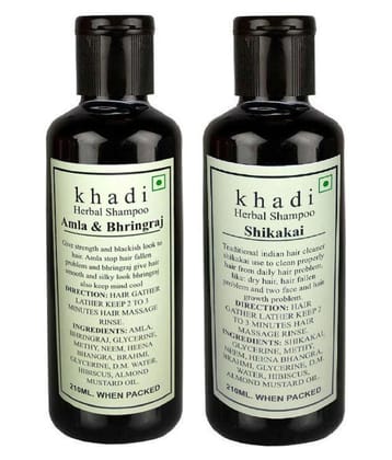 Khadi Herbal Best of Hair combo- Amla & Bhringraj and Shikakai Shampoo 420 ml Pack of 2
