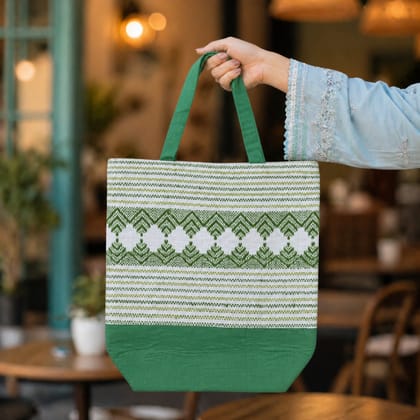 Handwoven Taat Fabric Tote Bag with Dual Handles Handwoven Taat Fabric Tote Bag with Dual Handles