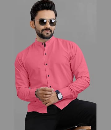 Ethnic Trendz Cotton Blend Regular Fit Solids Full Sleeves Men's Casual Shirt - Wine ( Pack of 1 )