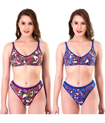 TCG Pack of 2 Cotton Women's Bra & Panty Set ( Multi Color )