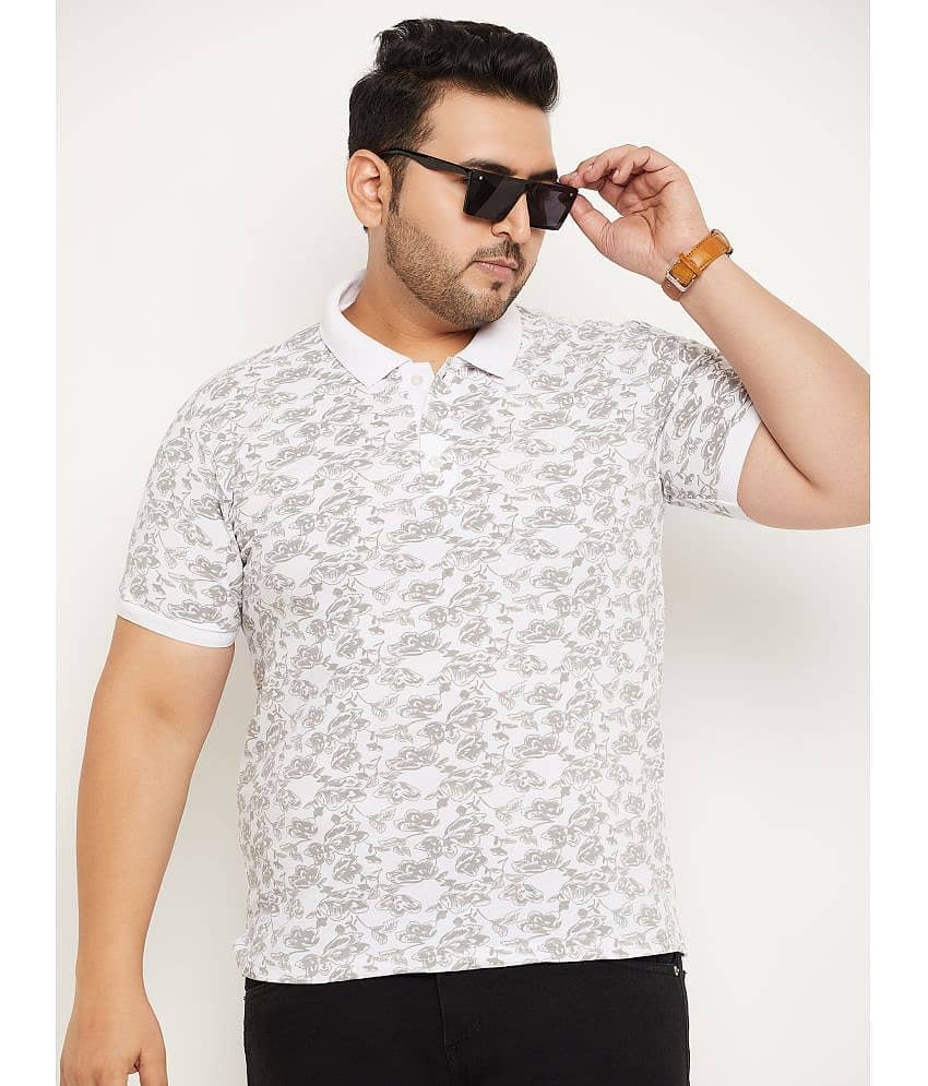 RELANE Pack of 1 Cotton Blend Regular Fit Printed Half Sleeves Men's Polo T Shirt ( White )