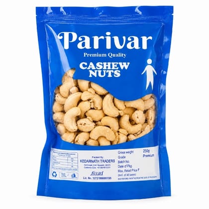Parivar Premium Quality Whole Cashew Nuts Kaju250g