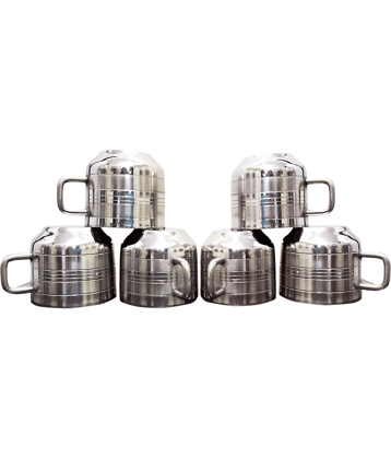 Dynore Tool Solid Steel Tea Cup 100 ml ( Pack of 6 )