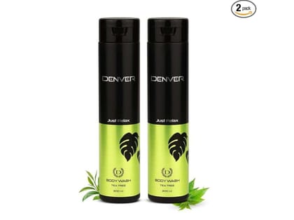 DENVER Just Relax Tea Tree Body Wash - 200ML Each (Pack of 2) | Enriched with Tea Tree Extracts - Best Body Wash Cleanser for Men