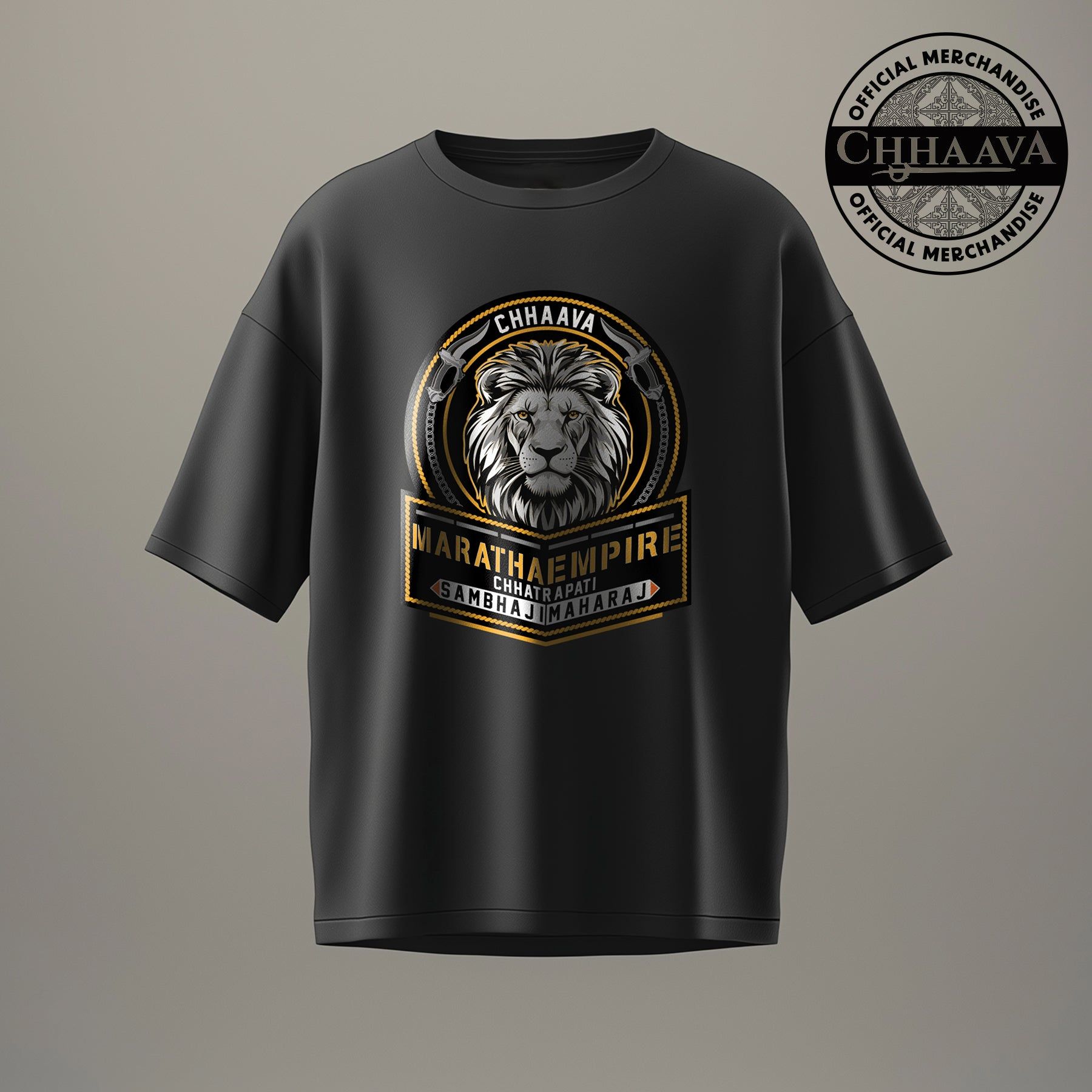 Chhaava: The Mark of a Warrior Black Oversized T-Shirt-M