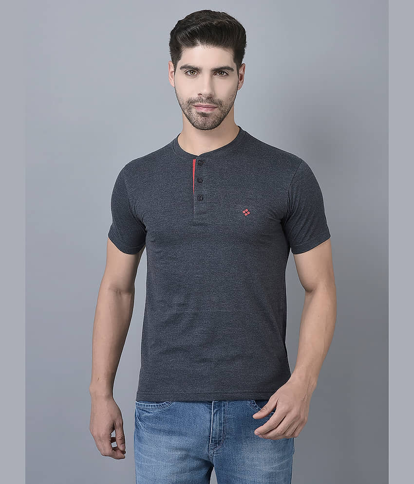 Dollar Cotton Blend Regular Fit Solid Half Sleeves Men's T-Shirt - Navy Blue ( Pack of 1 )