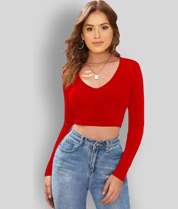 Dream Beauty Fashion Women's Cotton Blend Crop Top ( Red )