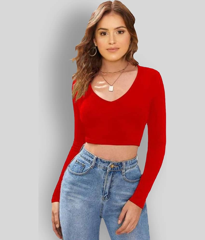 Dream Beauty Fashion Women's Cotton Blend Crop Top ( Red )