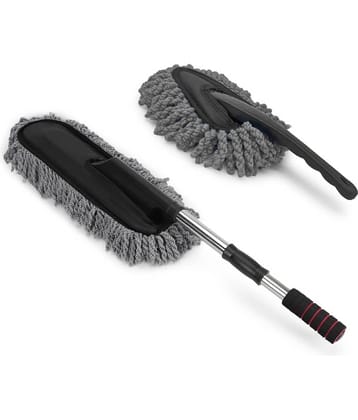Mahek Accessories - Combo Of Telescopic Microfiber Cleaning Long Duster & Mini Microfiber Duster For Car Cleaning (Pack Of 2)