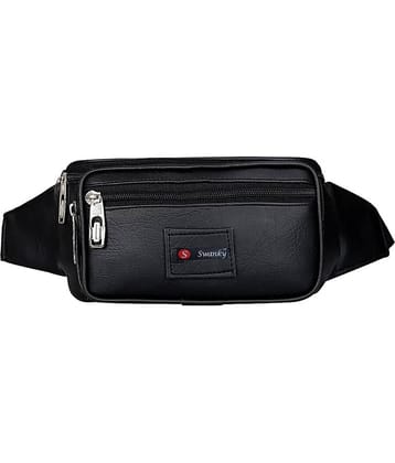 Swanky travel waist bag Leather Black Waist Pouch