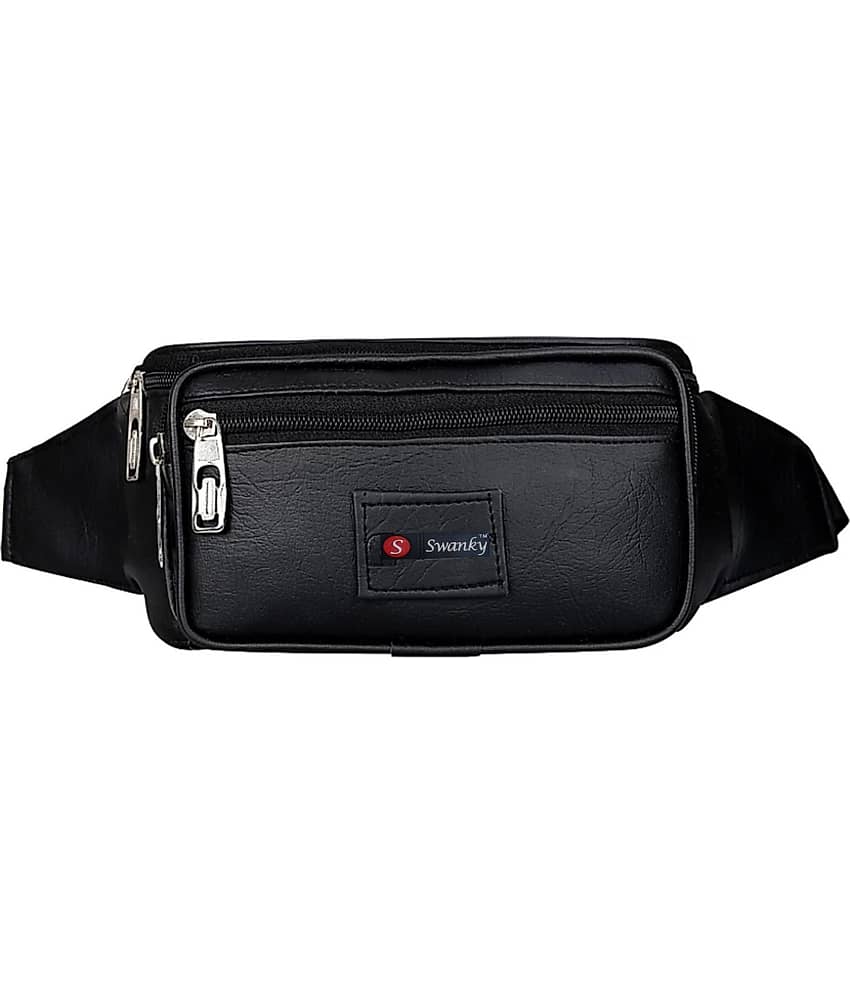 Swanky travel waist bag Leather Black Waist Pouch