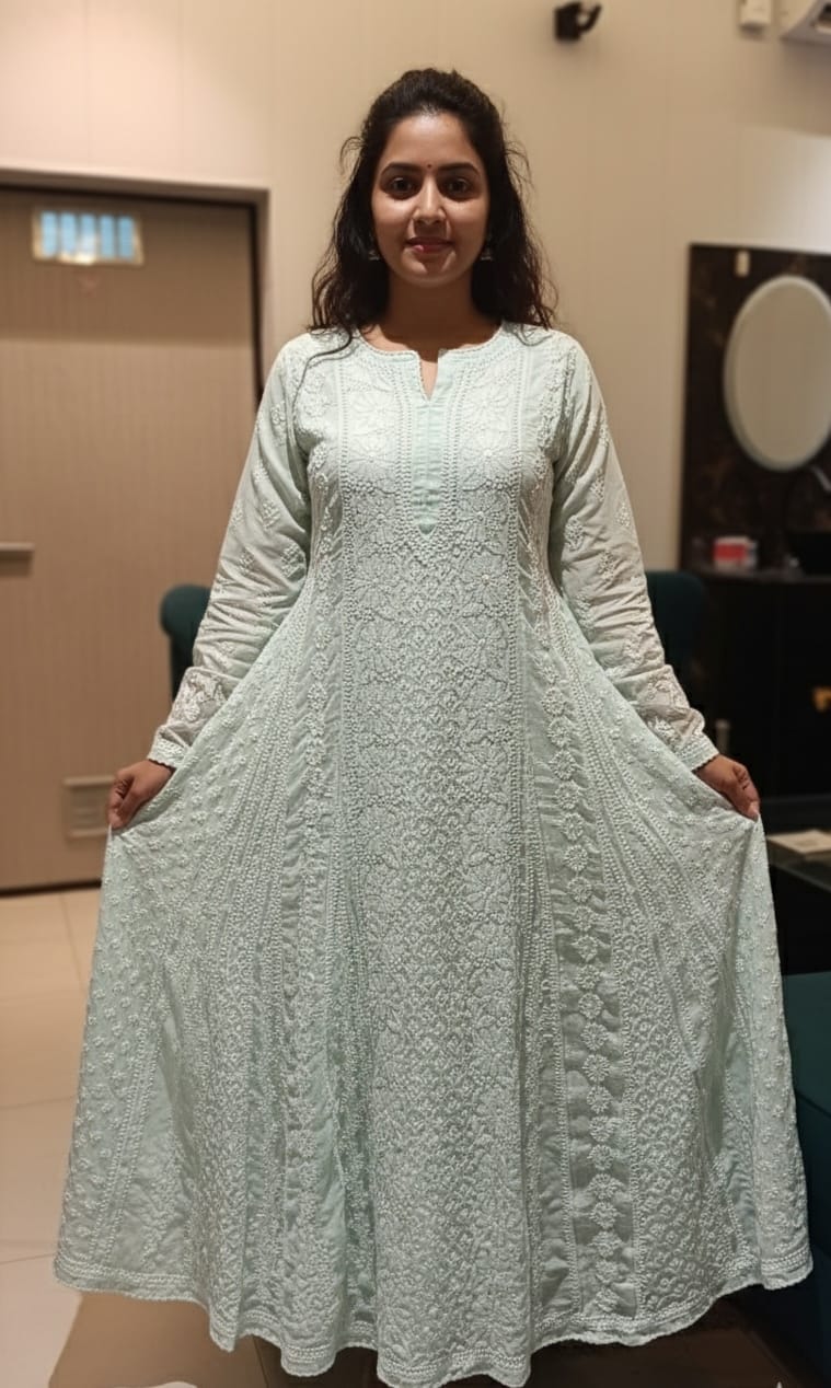 Premium Cotton Anarkali Ethinic Chikankari