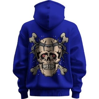 BULL CLOTHING Men's Face Dark Blue Hoodie  Bold Design with Barbed Wire  280 GSM Fleece for Comfort and Style (XL)