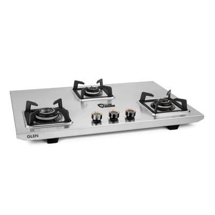 3 Burner Ultra Tuff Stainless Steel Gas Stove with High Efficiency Forged Brass Burners, Top Knobs - Manual/Auto Ignition (CT1053UTTNDTSS)