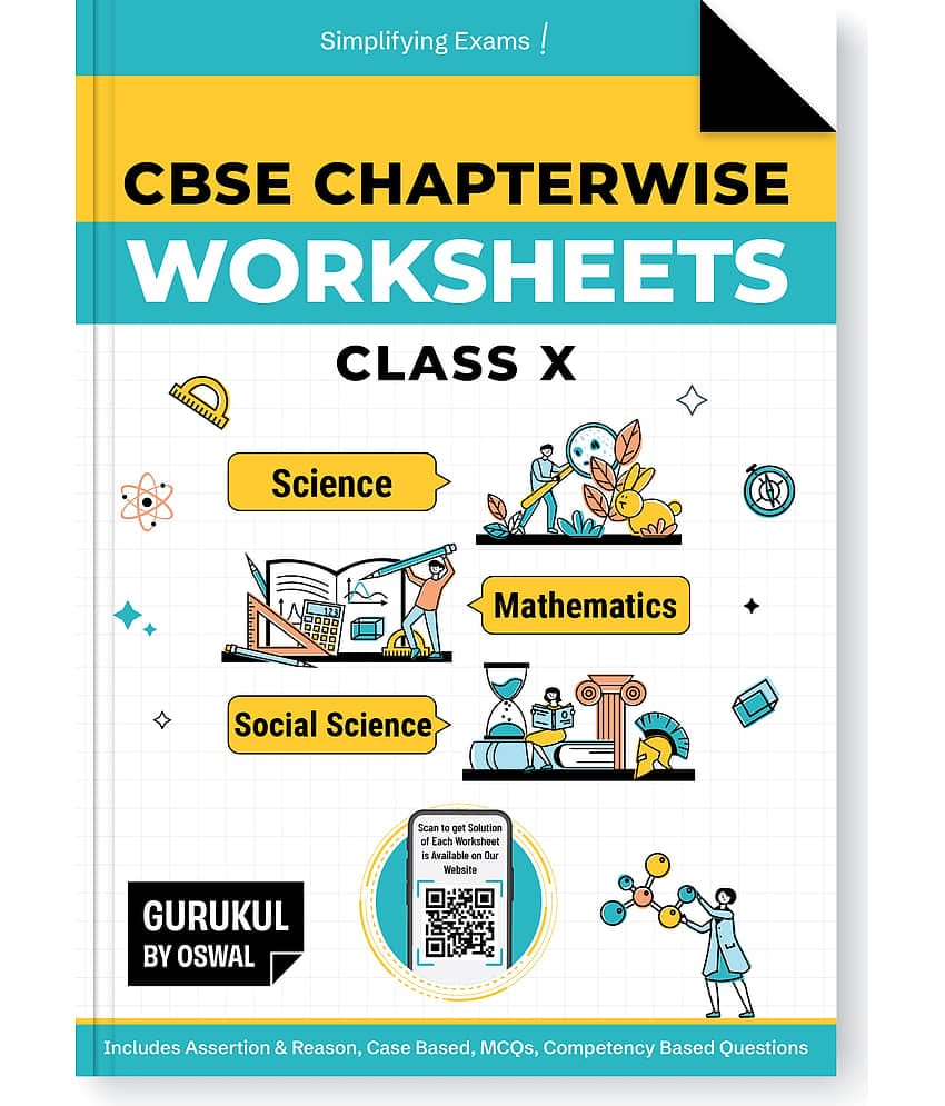 Gurukul By Oswal CBSE Chapterwise Worksheets Class 10 Exam 2026 - Maths, Science, and Social Science (Competency Based Questions, MCQs, Case Based Qs)