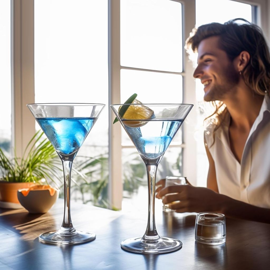 Martini Glasses Martini Cocktail Glasses with Stem, Reusable Cocktail Glasses for Bar, Margarita, Whiskey, Gin, Tequila, BPA-Free, Dishwasher-Safe, Clear (160 ML)