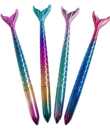 YESKART-Multicolor Mermaid Gel Pen for Girls Birthday Return Gifts for Kids (Set of 4 PC)