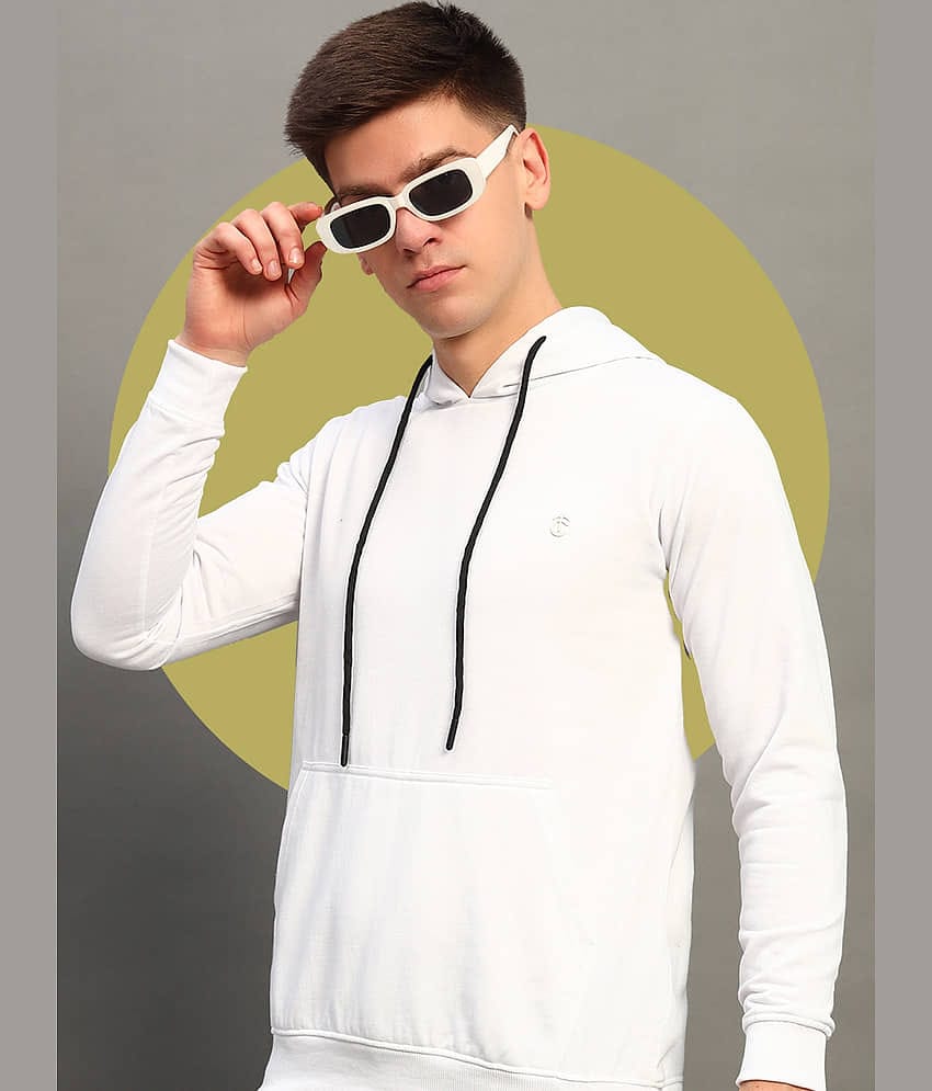 THE CASUALS Cotton Blend Hooded Men's Sweatshirt - White ( Pack of 1 )