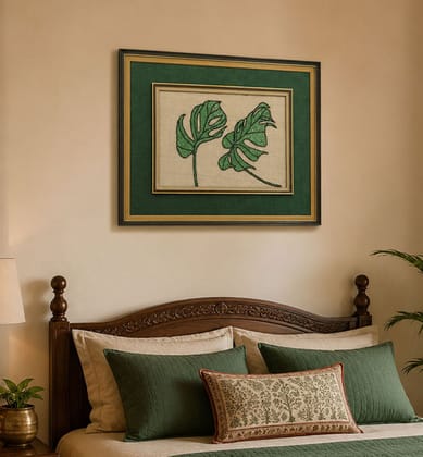 Handcrafted Zari Zardozi Jute Base Leaf Wall Art