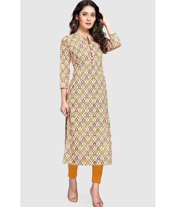 Rajnandini - Beige 100% Cotton Women's Straight Kurti ( Pack of 1 )