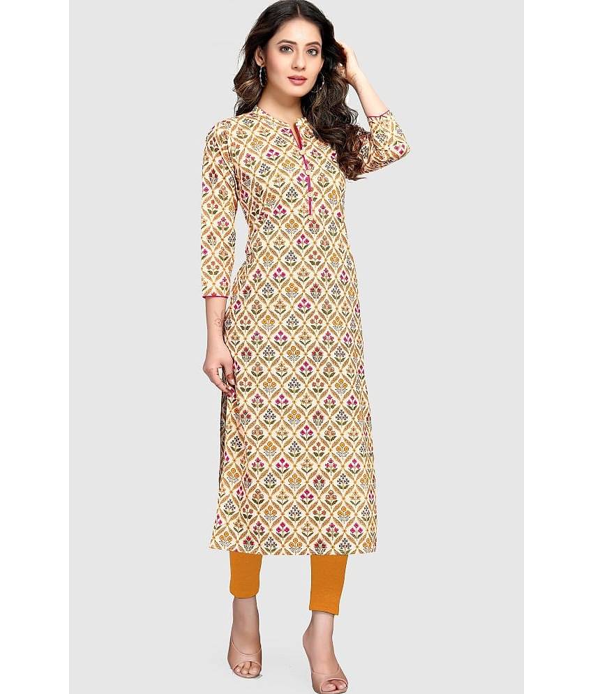 Rajnandini - Beige 100% Cotton Women's Straight Kurti ( Pack of 1 )