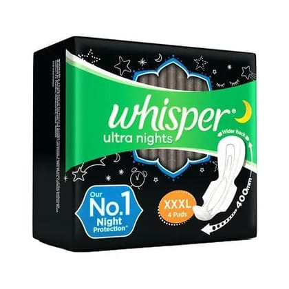Whisper Bindazzz Nights XXXL Sanitary Pads, 4 Pcs