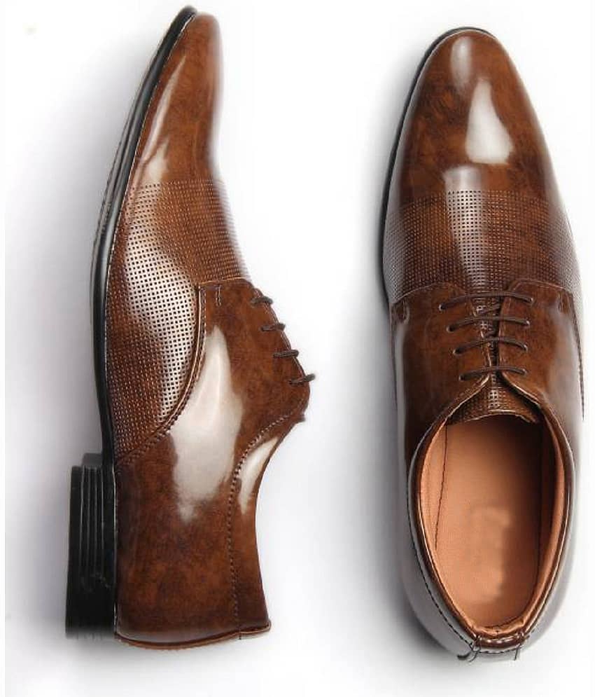 TR Tan Men's Derby Formal Shoes