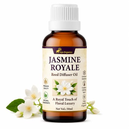 Jasmine Royale Reed Diffuser Oil 50ml | Elegant | Floral | Enhances Mood & Positivity | Promotes relaxation & emotional balance